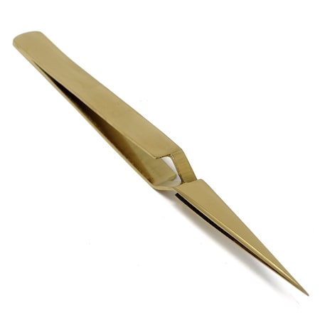 A2Z Scilab Volume Eyelash Lash Fine Point X Type Straight Tweezers Gold Plated A2Z-ZR322